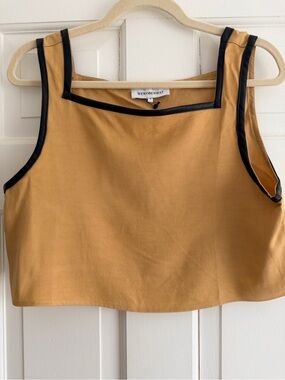 WEWOREWHAT Tan Cropped Tank with Black Trim matching set